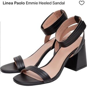 🆕 Linea Paolo | Emmie‎ Heeled Sandal Black Ankle Strap Block Heel Women's 6